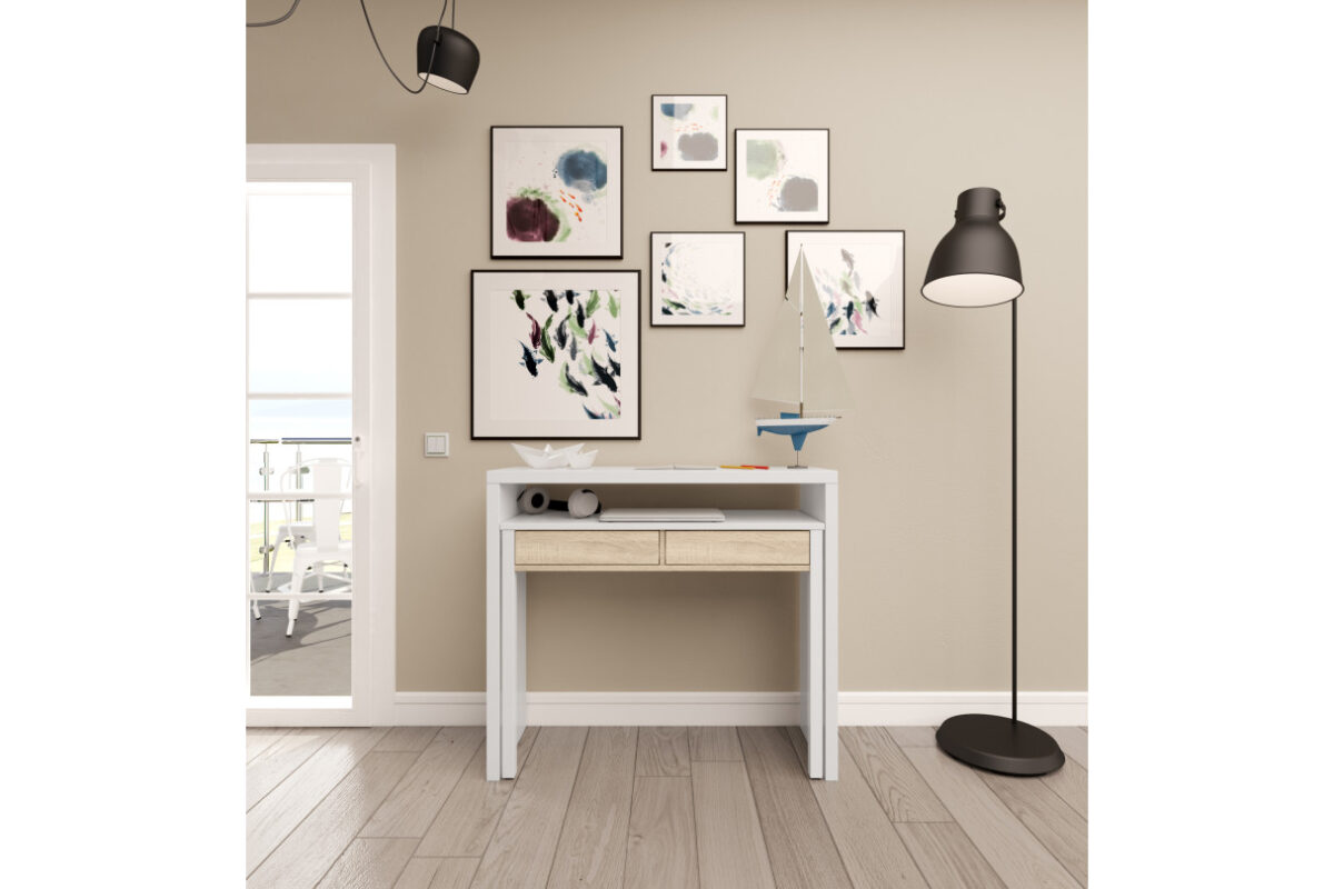 Bureau Blanc En Bois Massif 100 Cm - Style épuré Pour Chambre Ado Ou Adulte
