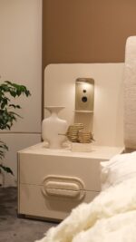 TRAVERTA PACK LIT +2 CHEVETS+2 LAMPES AVEC USB+COMMODE+ MIROIR – Image 5