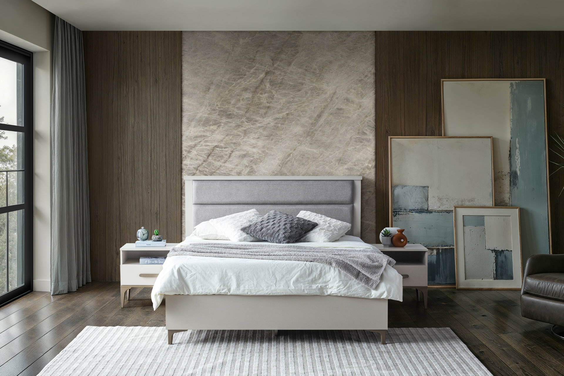 ADA PACK LIT 160X200 CM + 2 CHEVETS + COMMODE + MIROIR – Image 4