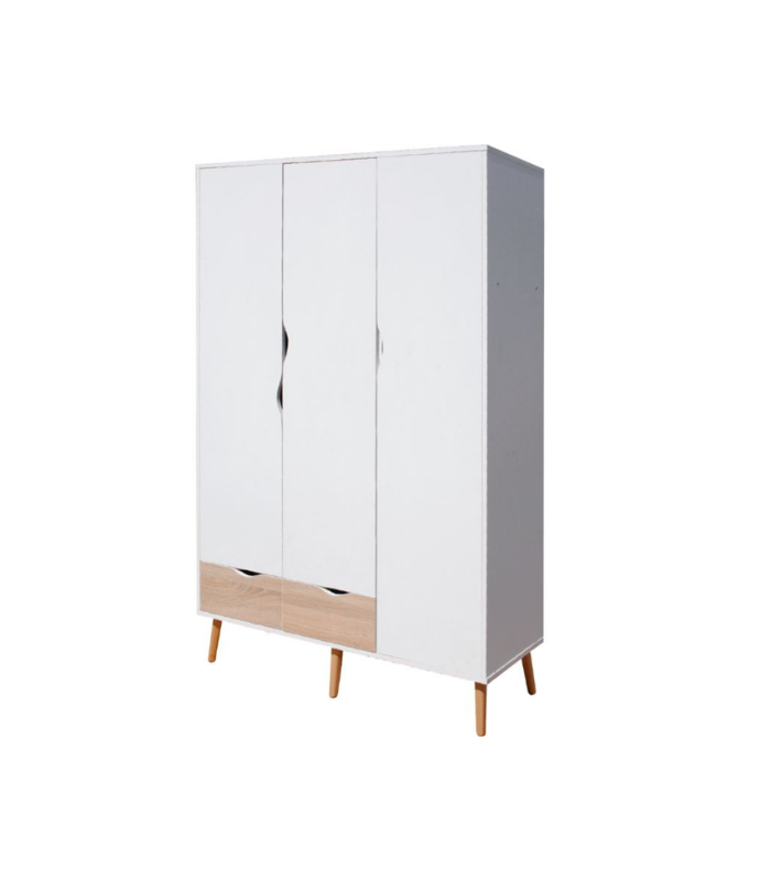 BOSTON ARMOIRE 3 PORTES 2 TIR BLANC/CHENE GOLD