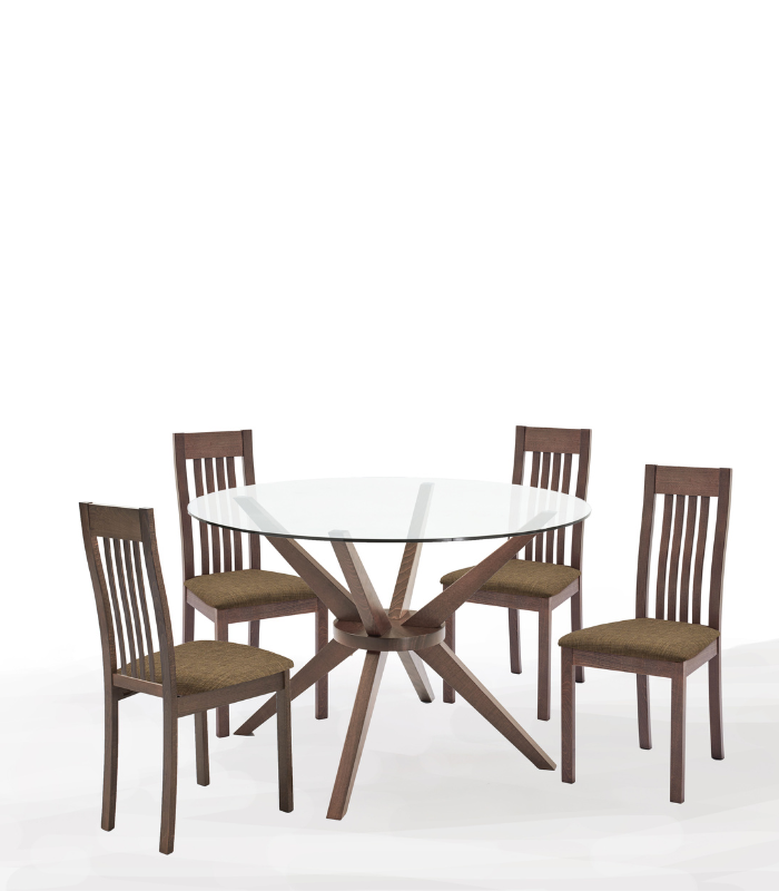 MERLO TABLE À MANGER RONDE + 4 CHAISES