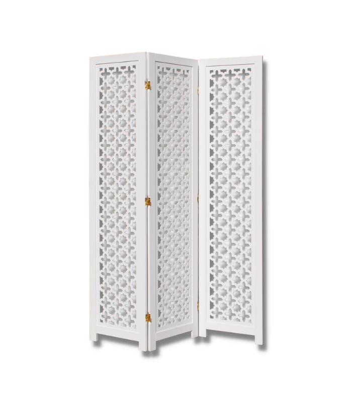 PARAVENT 3 VOLETS ARABICA BLANC