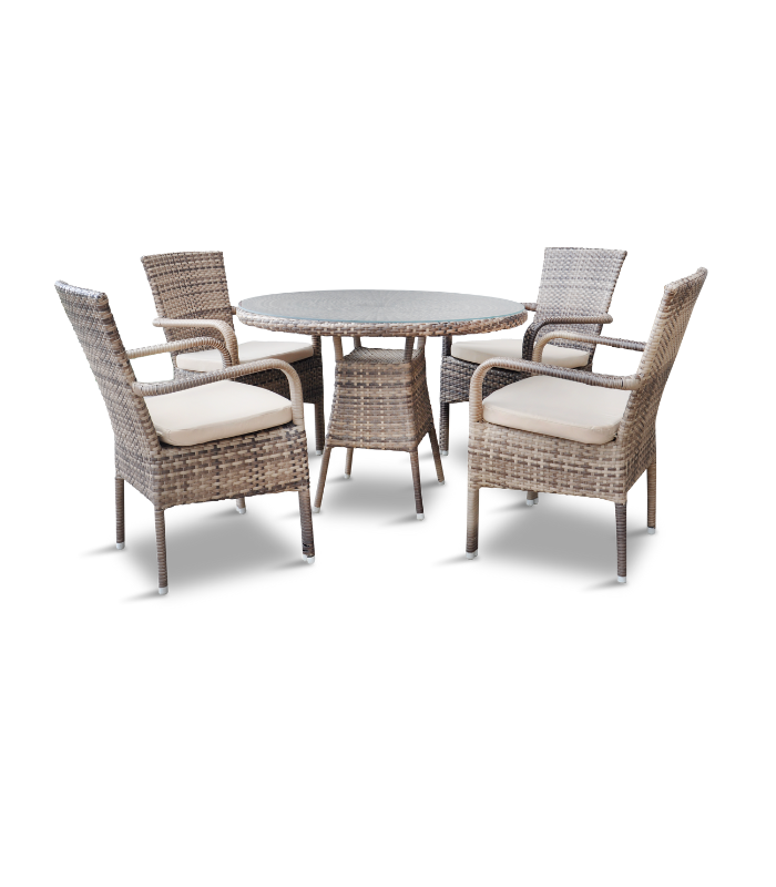PORTO CAPRI SALLE A MANGER RONDE 100 CM +4 CHAISES TRESSAGE