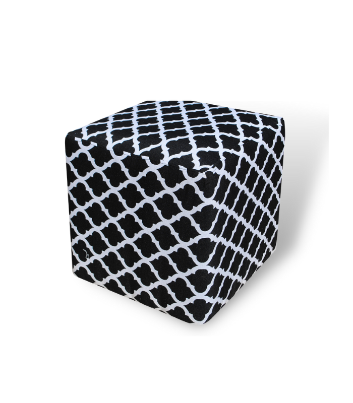 POUF NOIR ET BLANC CARRE 38X38X38 CM