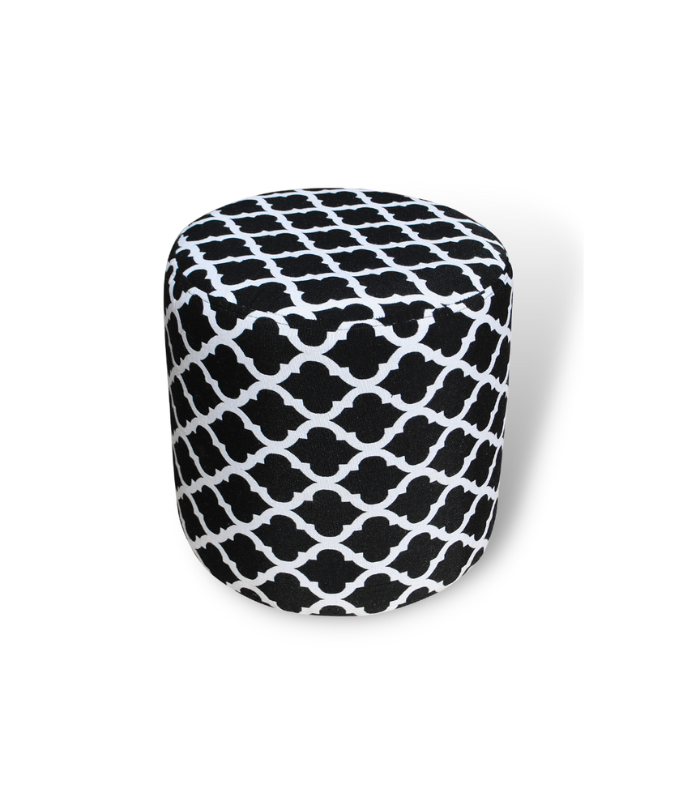 POUF NOIR ET BLANC ROND 38X38X38 CM