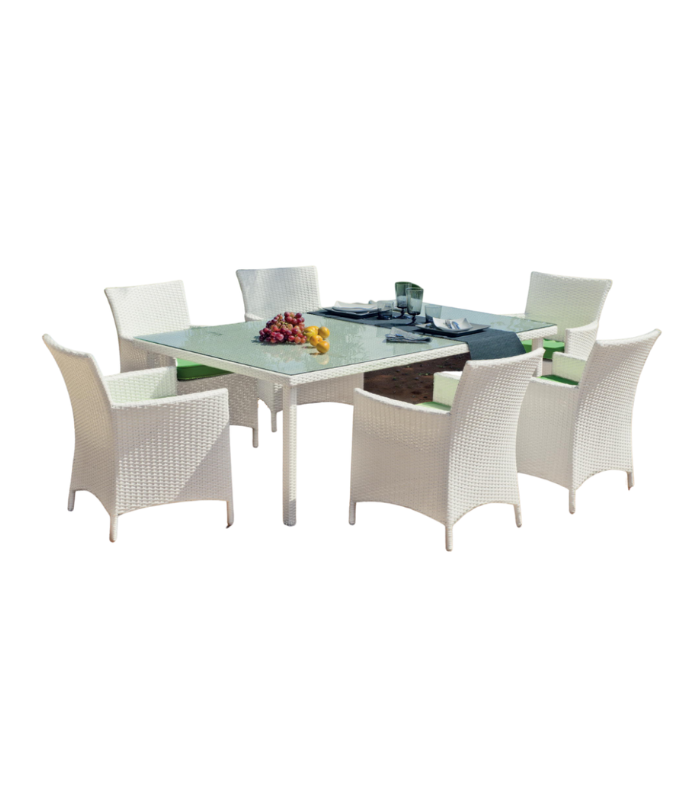 SAINT TROPEZ SALLE A MANGER RECTANGULAIRE + 6 CHAISES
