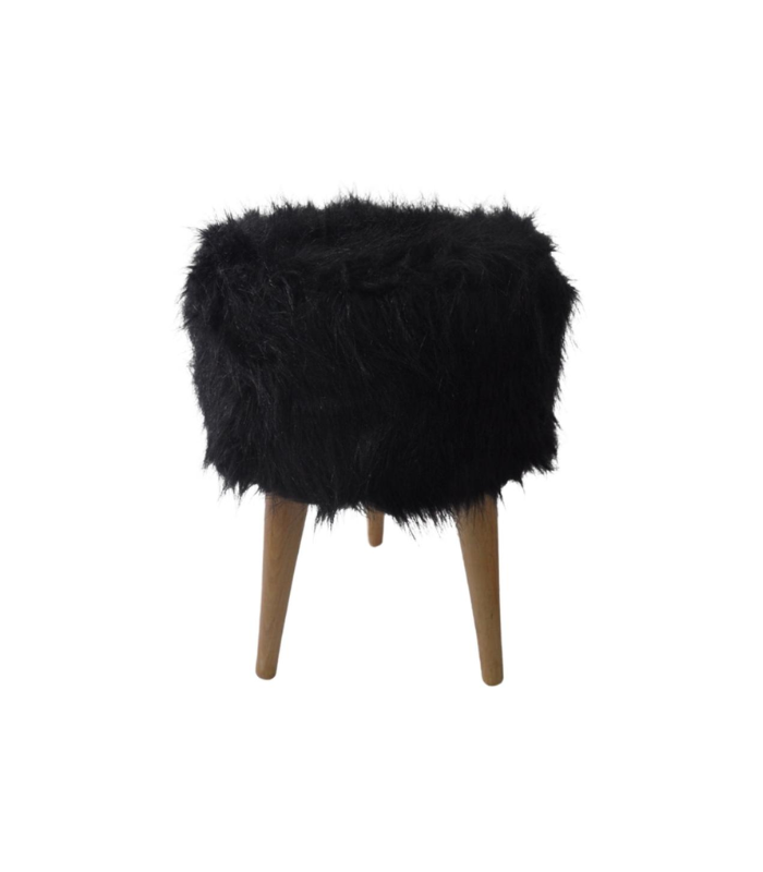 TABOURET FOURRURE NOIR